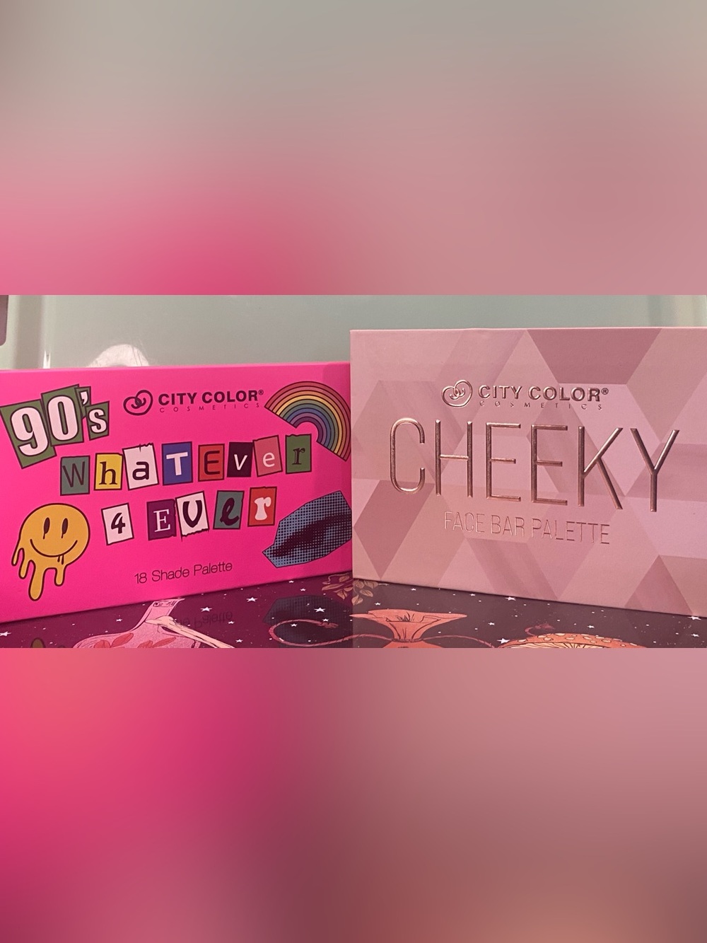 City Color Pink 90s WhatEver Eyeshadow & Cheeky Face Bar Palette Duo